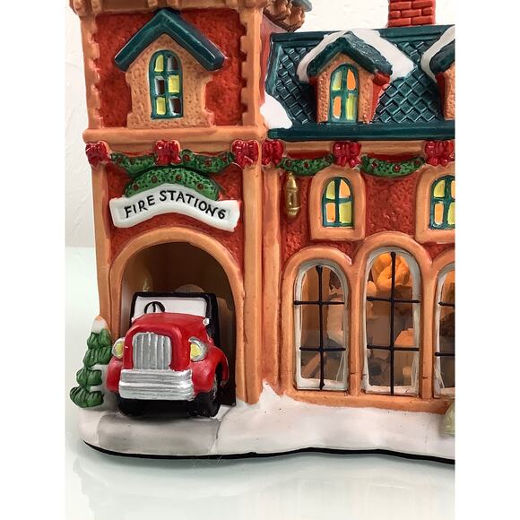 Vintage Trim A Home Fire station 6 Lighted Christmas Village EUC - Picture 10 of 12